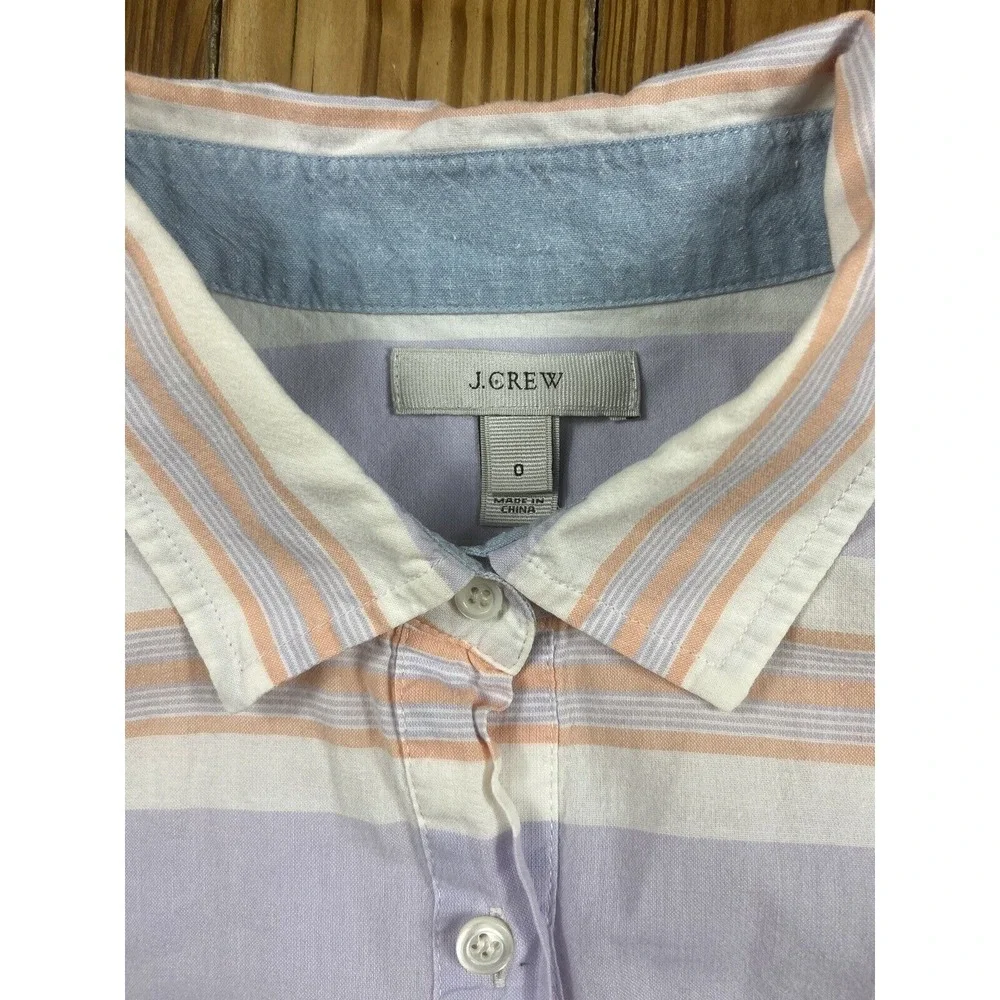 jcrew‎ womens size 0 long sleeve button down 1/2 pastel Excellent Purple Pink